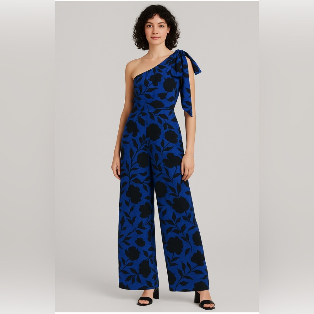Like New! Kate Spade x Target One-Shoulder Black and Blue Jumpsuit Sz 17